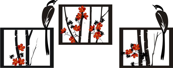 tree with flowers frame