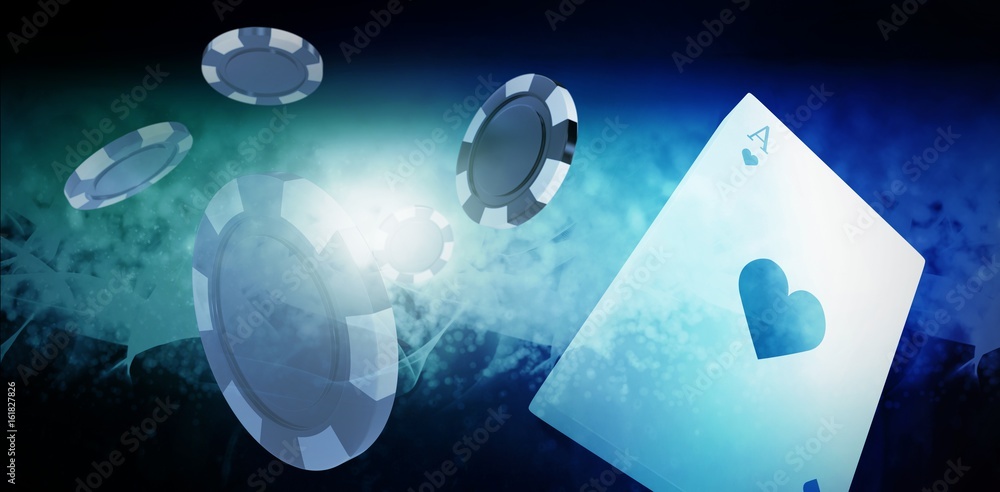 Poster composite image of vector image of 3d gambling chips
