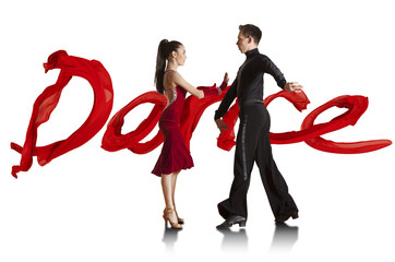 Couple in the active ballroom dance isolated