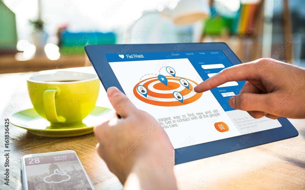 Canvas Prints cropped image of hipster businessman using 3d tablet
