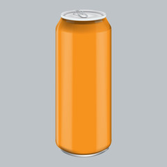 Orange Metal Aluminum Beverage Drink. Mockup for Product Packaging. Energetic Drink Can 500ml, 0,5L
