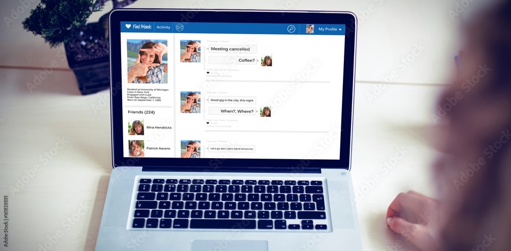 Poster composite 3d image of interface of chat application