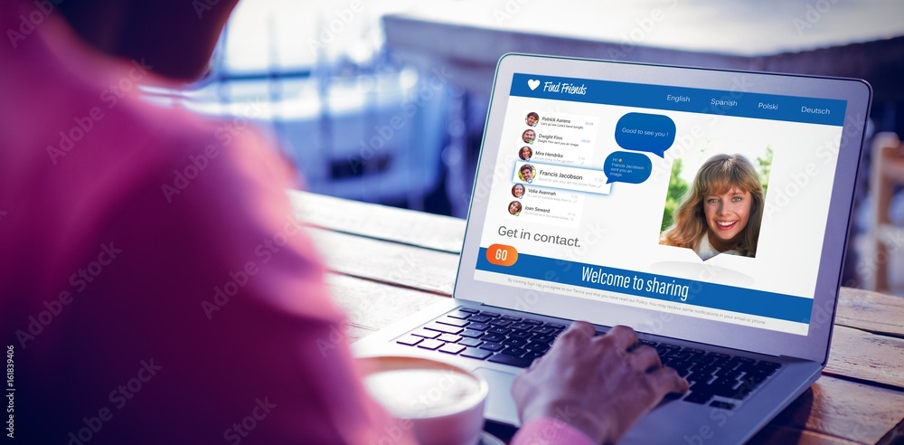 Poster composite 3d image of interface of chat application