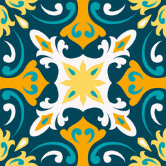 Fototapeta na wymiar Oriental traditional ornament,Mediterranean seamless pattern, tile design, vector illustration.
