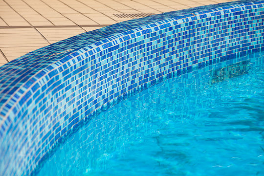 tiled edge of swimming pool
