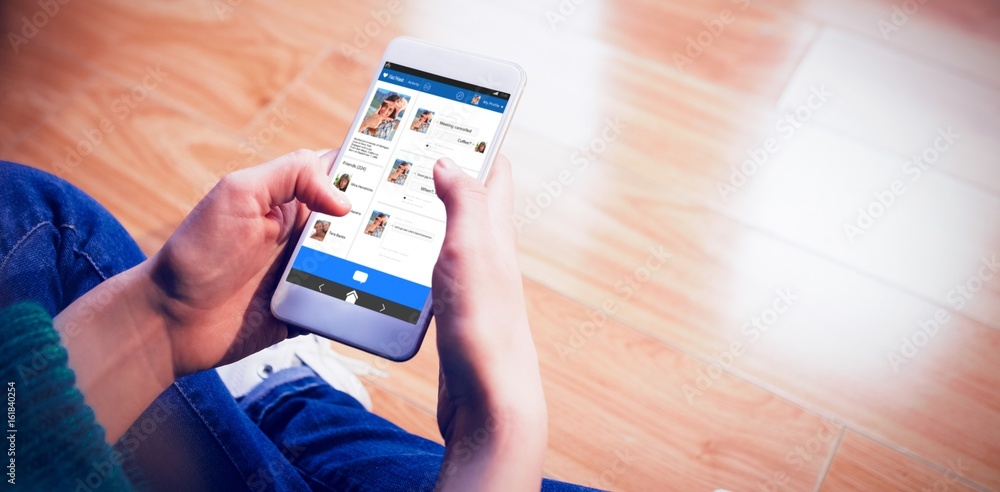 Poster composite 3d image of interface of chat application