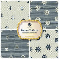 4 different Marine seamless patterns © ilona_pitkin