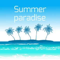 Fototapeta na wymiar Seaside background with palms and blue sky