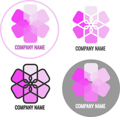 Creative logo design, abstract unique symbol in light and bright pink colors in four options