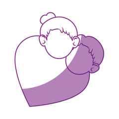 cute couple faces icon vector illustration graphic design