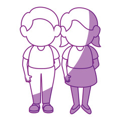 girl and boy stand up icon vector illustration graphic design