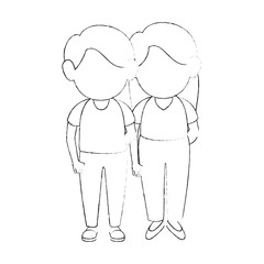 girl and boy stand up icon vector illustration graphic design