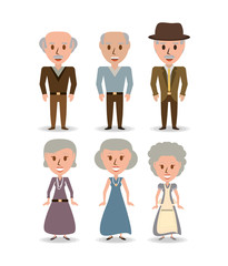 Obraz na płótnie Canvas set retro old people with hairstyle vector illustration