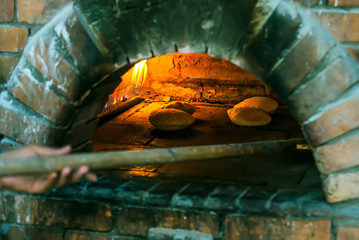 fresh pita taken from oven
