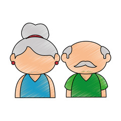 upperbody cute old couple icon vector illustration graphic design