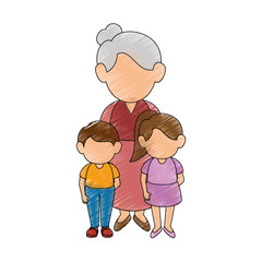 grandmother and kids stand up icon vector illustration graphic design