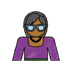 hipster woman icon over white background colorful design vector illustration