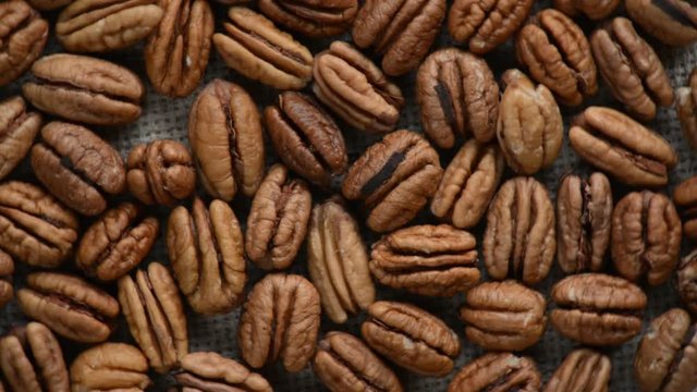 The nut pecan rotates on the turntable.