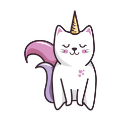 isolated magic cat unicorn icon vector illustration graphic design © Gstudio