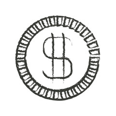 monochrome blurred silhouette of coin with money symbol vector illustration