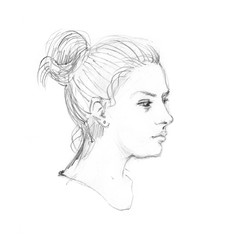 graphic illiustration. portrait girl pencil sketch