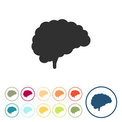 Runde Schaltflächen - Gehirn - Denken - Intelligent