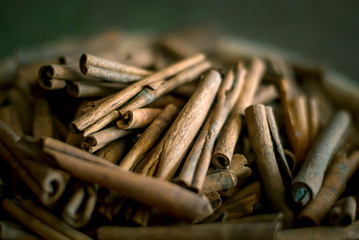 heap of cinamon sticks in arrabic market