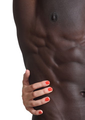 Naklejka premium A hand that caresses abs
