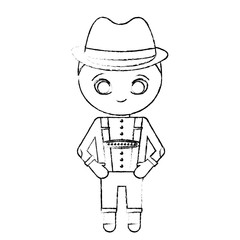 man with bavarian costume icon over white background vector illustration