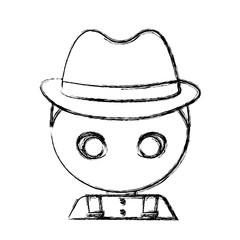 man face wearing hat icon over white background vector illustration