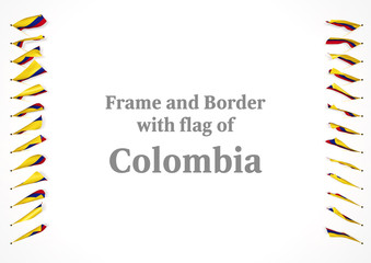 Fototapeta na wymiar Frame and border with flag of Colombia. 3d illustration