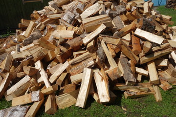 Firewood lying on the grass