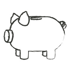 monochrome blurred silhouette of moneybox in shape of pig vector illustration