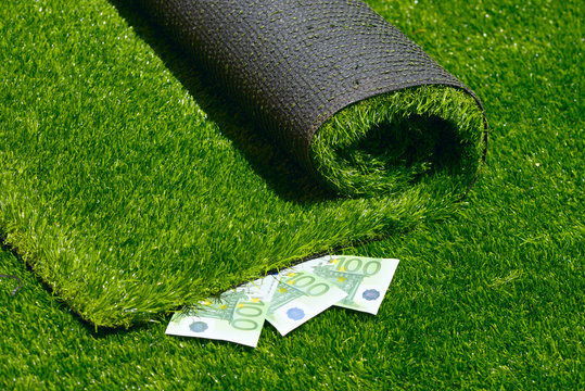 artificial rolled green grass