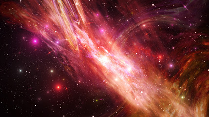 Fototapeta premium Universe with Galaxy, Stars and Colorful Nebula on Dark Starry Background 3D illustration