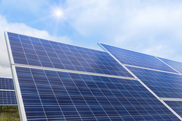  solar panels  in power station alternative energy from the sun 
