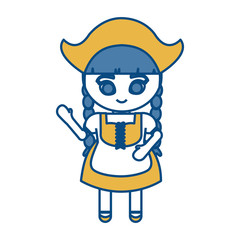 girl wearing bavarian costume icon over white background vector illustration