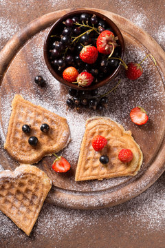 waffles with redcurrant and strawberry