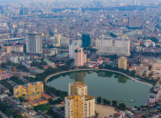 Hanoi skyline cityscape at twilight period