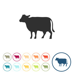 Runde Schaltflächen - Kuh - Rind