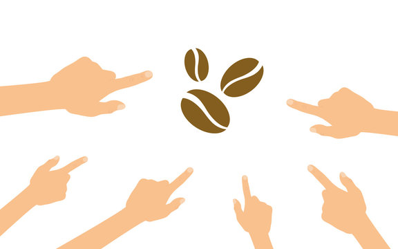 Hände zeigen auf - Bohnen - Koffein