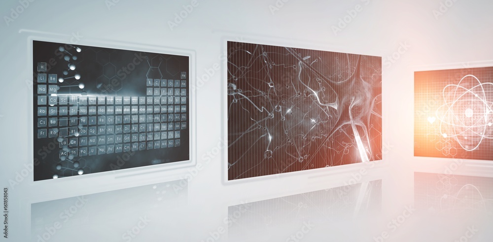 Poster composite 3d image of composite image of different interface