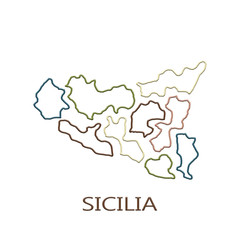 Map of sicily on white background