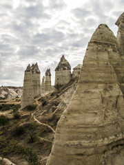 Rock formations in the Love Valley (aka Penis Valley) in Cappadocia