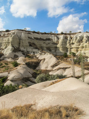 Fototapeta na wymiar Rock formations in the Love Valley hiking path in Cappadocia