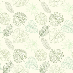 Seamless tropical palm leaves pattern