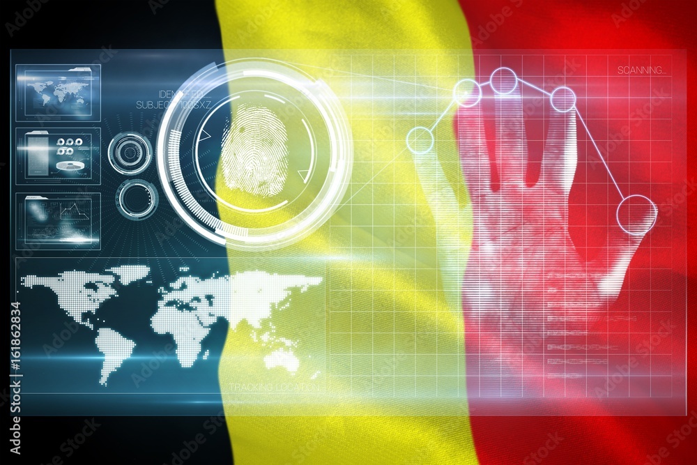 Aufkleber composite 3d image of digital security hand scan