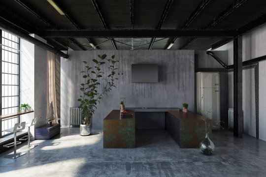 Small kitchenette in an industrial loft conversion © XtravaganT