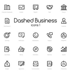 Business black line icons set isolated on light background.