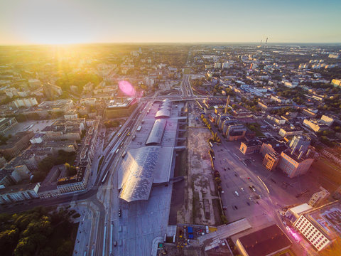EC1 Ł&oacute;dź with big Station Ł&oacute;dź Fabryczna